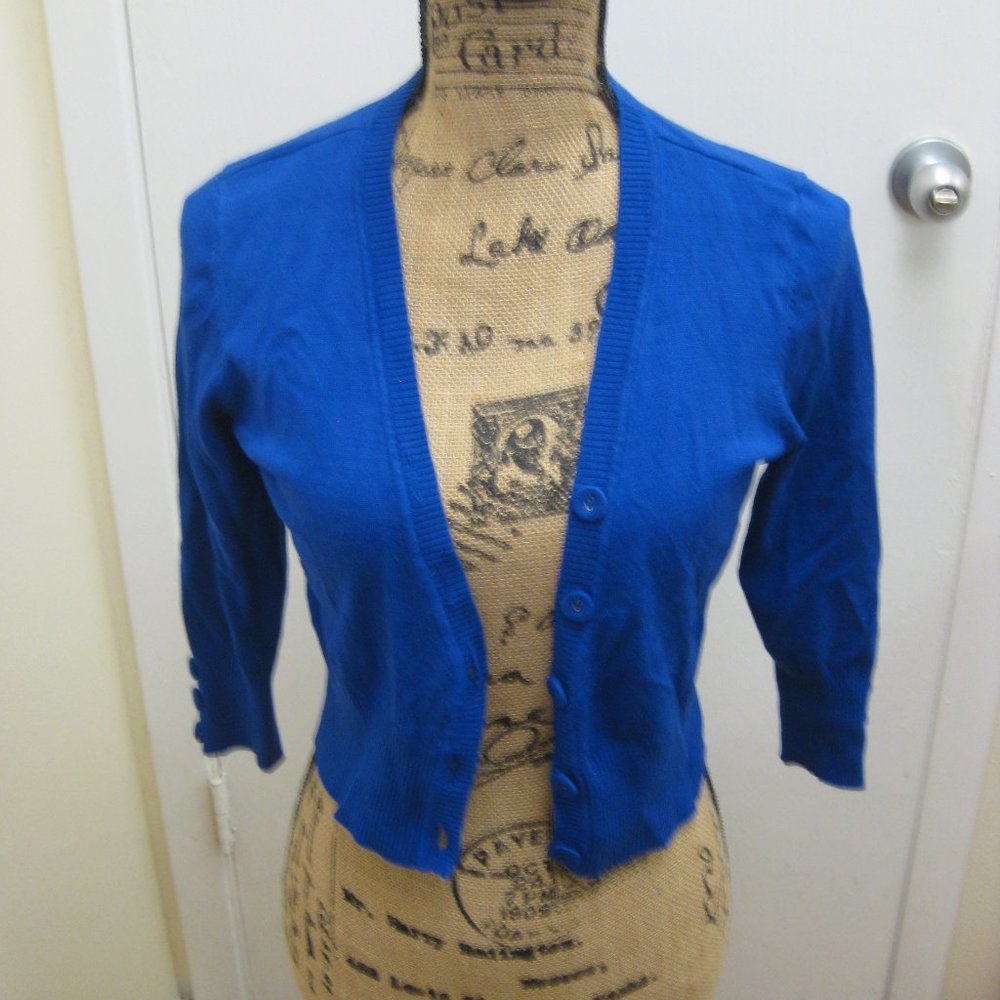 NWOT John Paul Richard blue sweater cardigan S sma - Picture 4 of 6